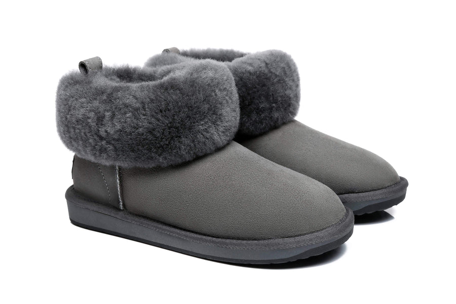 Tarramarra Emmy Women Sheepskin Slippers Fluffy Collar-Boots-PEROZ Accessories