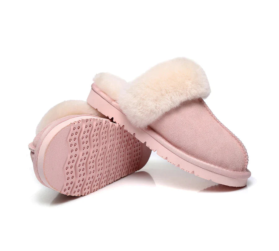 Australian Shepherd Premium Sheepskin UGG Unisex Scuff Slippers Muffin-Slippers-PEROZ Accessories