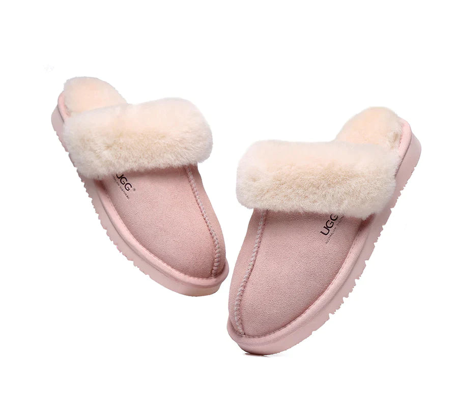 Australian Shepherd Premium Sheepskin UGG Unisex Scuff Slippers Muffin-Slippers-PEROZ Accessories