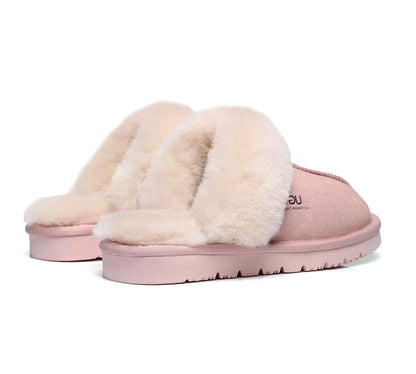 Australian Shepherd Premium Sheepskin UGG Unisex Scuff Slippers Muffin-Slippers-PEROZ Accessories