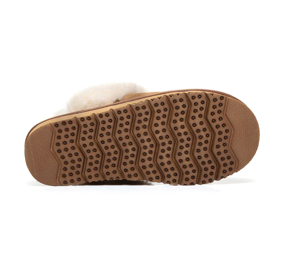 Australian Shepherd Premium Sheepskin UGG Unisex Scuff Slippers Muffin-Slippers-PEROZ Accessories